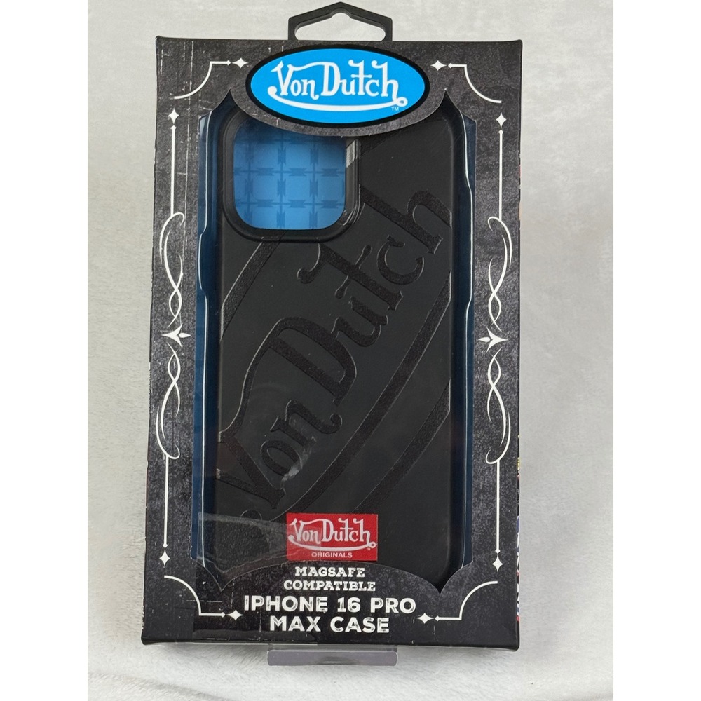 Von Dutch iPhone 16 Pro Max Case MagSafe Black Rubber Grip Logo VDIP16PMC-01 NIB
